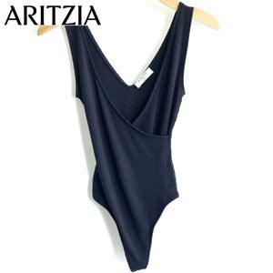 🇨🇦 Aritzia Babaton Black Sleeveless Faux Wrap Rib Bodysuit